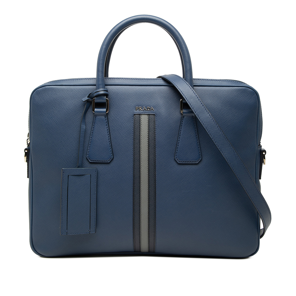 Pre-Loved Prada Saffiano Striped Business Bag